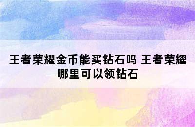 王者荣耀金币能买钻石吗 王者荣耀哪里可以领钻石